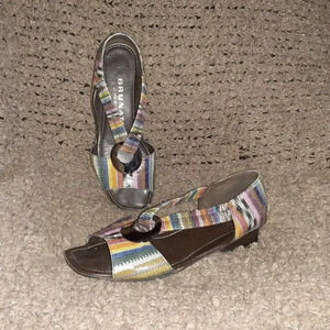 BRUNATE-Italy-Multicolor Crackled Leather Elastic Sandals-BOHO-Sz 37-Excellent